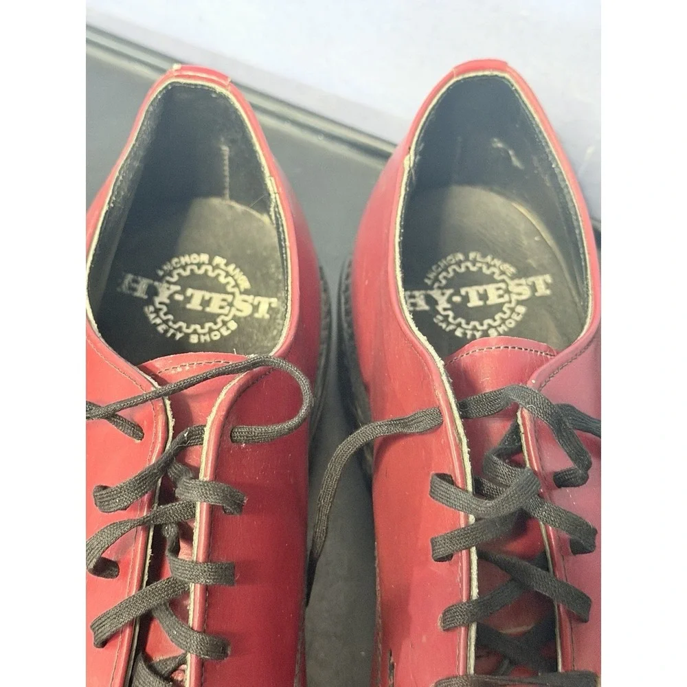 Vintage Executive Hy-Test Men's Steel Toe Oxfords‎ Red Leather Wingtip Size 7M